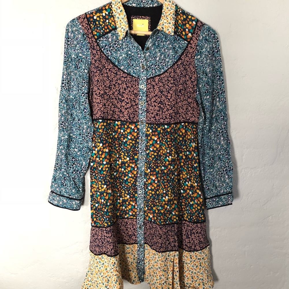 Anthropologie Multicolor Patchwork Dress